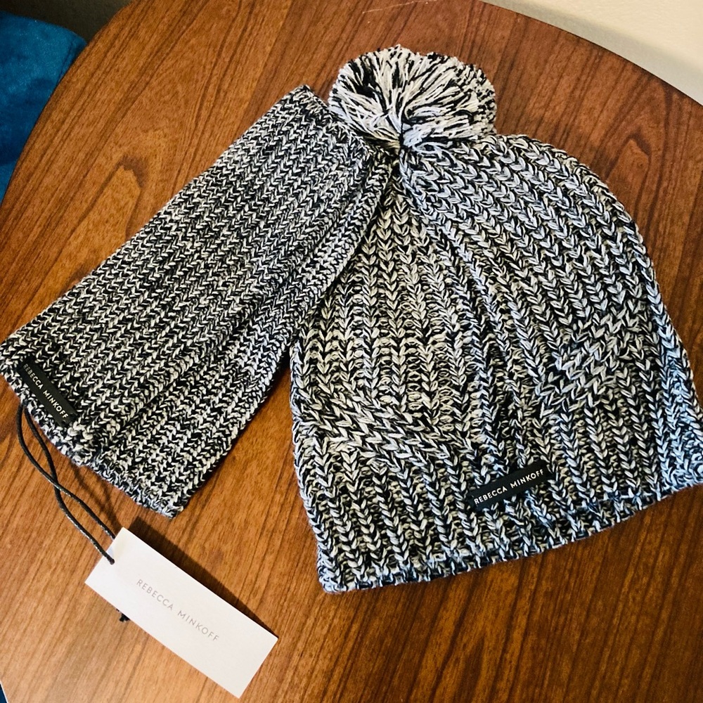 NWT REBECCA MINKOFF GREY BEANIE & ARM SLEEVE